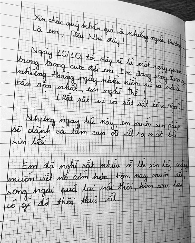 Trước ngày cưới, Diệu Nhi viết thư tay xin lỗi tất cả người quen-3