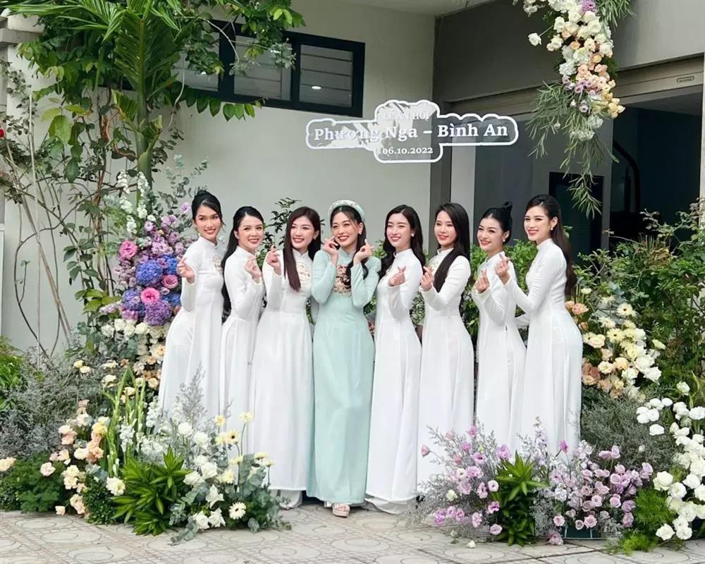 Á hậu Phương Nga và MC Phí Linh gây sốt với áo dài ăn hỏi màu xanh-2