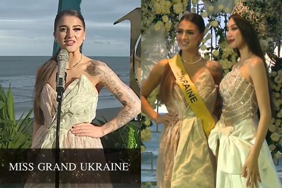 Đối thủ Miss Grand của Thiên Ân khoe cánh tay kín hình xăm