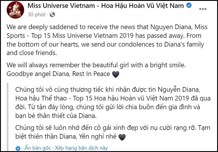 Mỹ nhân Hoa hậu Hoàn vũ Nguyễn Diana qua đời ở tuổi 26-2