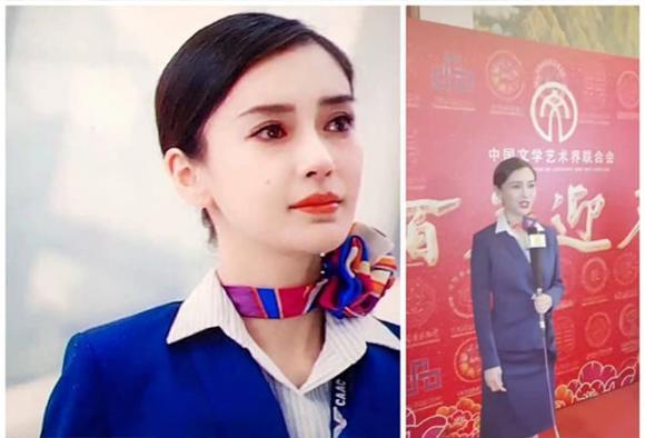 Quan Hiểu Đồng, Dương Mịch, Lưu Diệc Phi mặc đồ tiếp viên hàng không-8