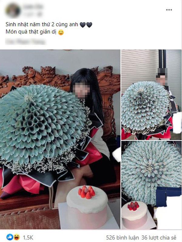 Cô gái được bồ tặng bó hoa siêu to toàn tiền 500k dịp sinh nhật-1