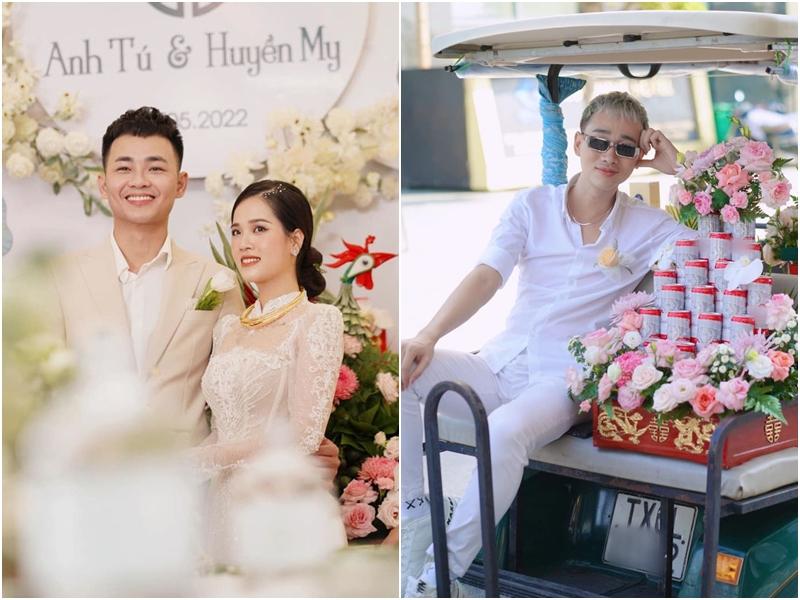 Sao Việt rước dâu độc lạ: Liêu Hà Trinh xích lô, Anh Tú xe điện-7