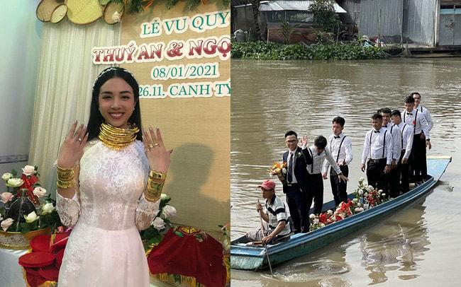 Sao Việt rước dâu độc lạ: Liêu Hà Trinh xích lô, Anh Tú xe điện-11