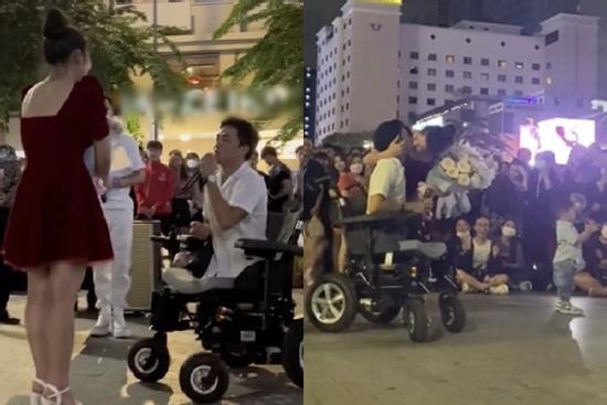 Xôn xao màn cầu hôn 'chàng trai không chân' trên phố đi bộ