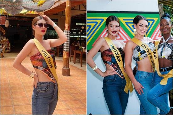 Thiên Ân quấn khăn làm áo 'chặt đẹp' dàn thí sinh Miss Grand