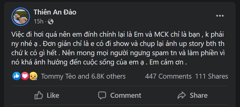 Bạn gái tin đồn phủ nhận tin đồn đang yêu rapper MCK-2