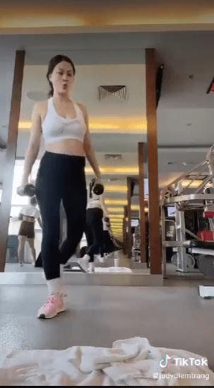 Á hậu Diễm Trang bầu vượt mặt vẫn nâng tạ như bỡn-3