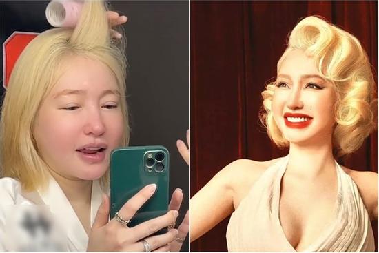 Mặt mộc 'té ngửa' của Elly Trần trước khi hóa Marilyn Monroe