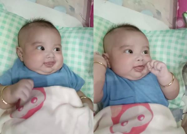 Quý tử Lê Dương Bảo Lâm đeo vàng nặng tay dù mới 2 tháng tuổi-5