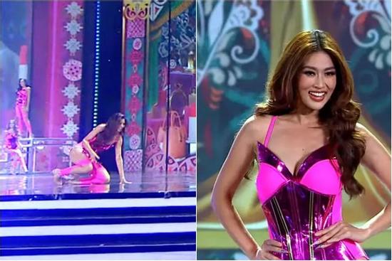 Đối thủ Thiên Ân 'vồ ếch' ở phần thi sportwear chung kết Miss Grand