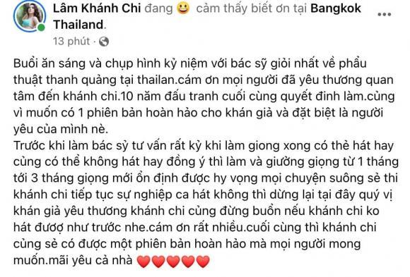 Lâm Khánh Chi lộ diện sau phẫu thuật dây thanh quản-1