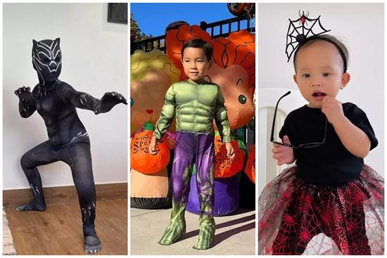 Con trai Phạm Hương hóa trang thành 'Hulk' dịp Halloween