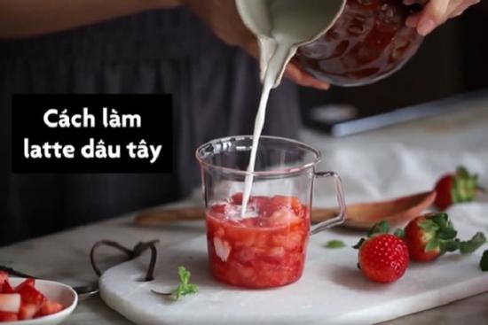 Cách làm latte dâu tây