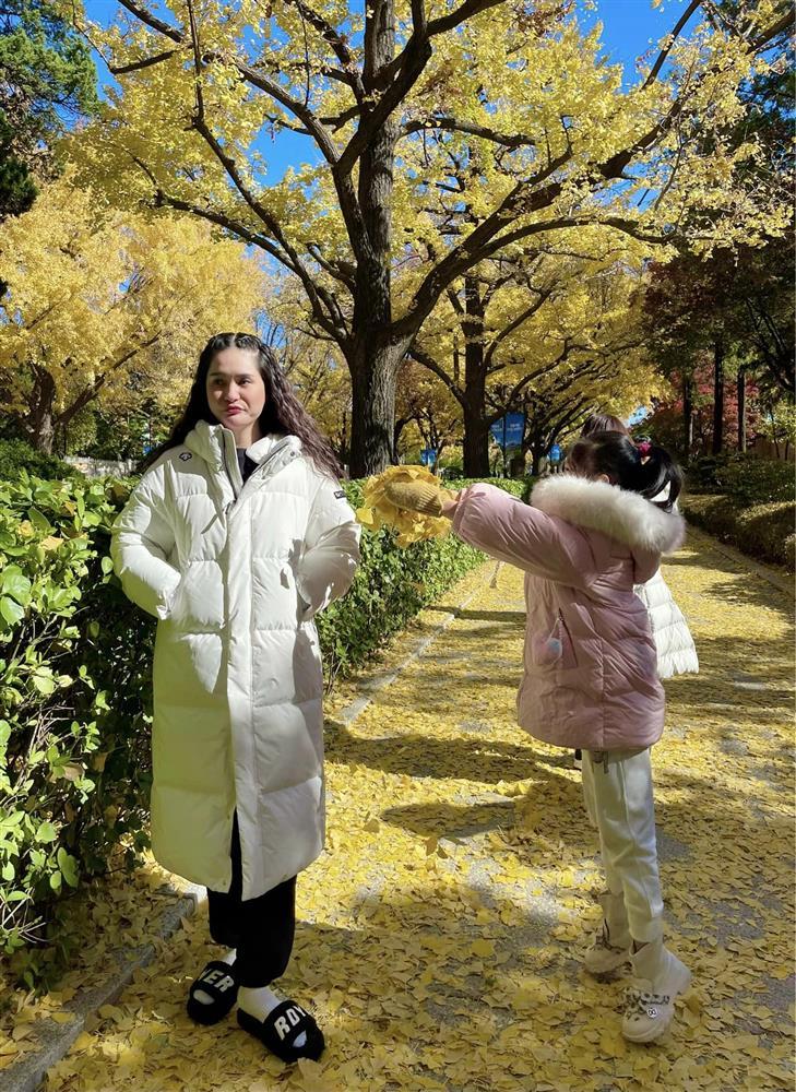 Chi khủng đi Hàn Quốc chụp lá vàng, Đoàn Di Băng bị con phá đám-2