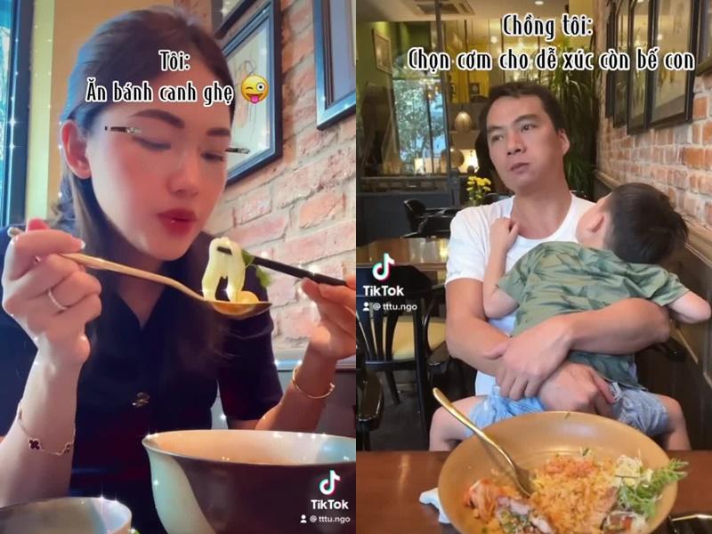 Thanh Tú bình thản ăn uống, chồng đại gia tất tả chăm con-1