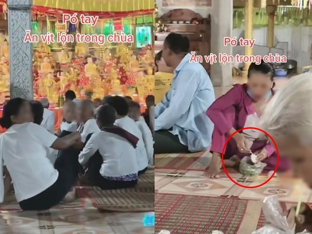 Thực hư hình ảnh người phụ nữ thoải mái ăn trứng vịt lộn giữa chùa-1