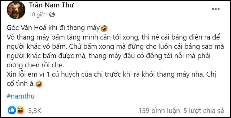 Nam Thư huých người trong thang máy, nói gì trước tranh cãi?-2