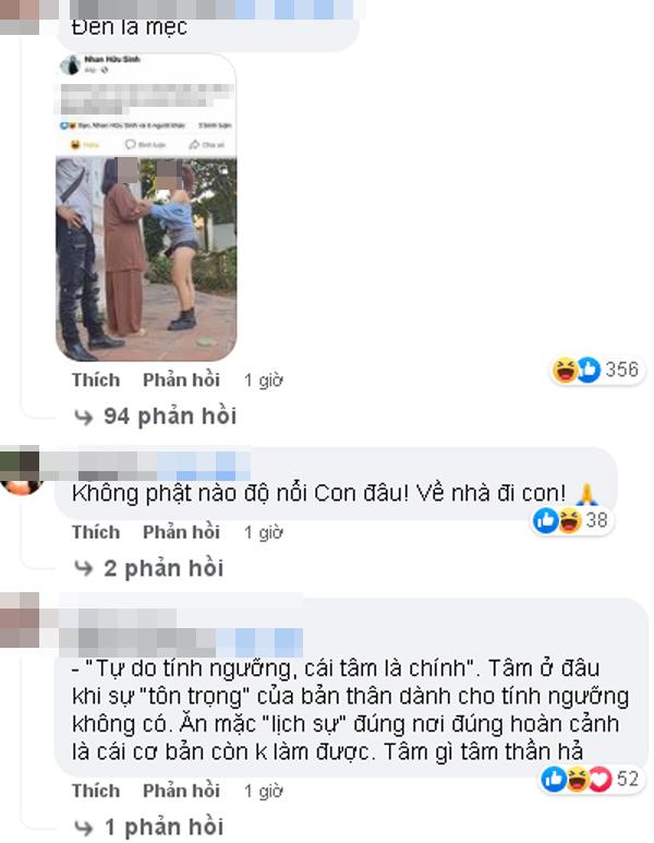 Cô gái trẻ ăn mặc phản cảm lễ chùa, bị nhắc nhở còn đứng cãi cùn-2