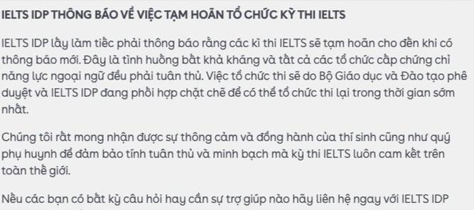 Kỳ thi IELTS tại Việt Nam tạm hoãn toàn bộ-1