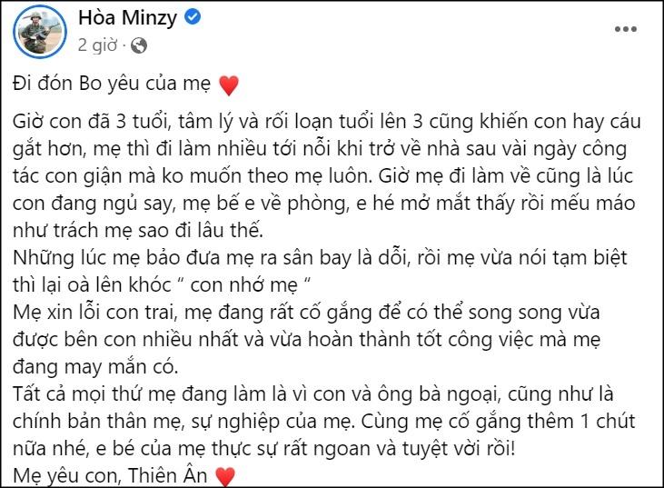 Nỗi lòng Hòa Minzy khi con trai biết giận, không còn muốn theo-2