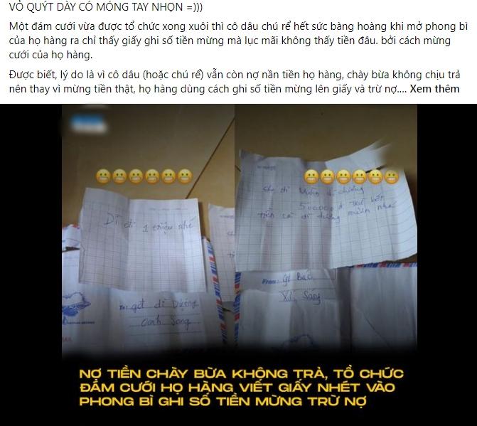 Nợ tiền không trả, cặp đôi bị họ hàng mừng cưới toàn giấy-1