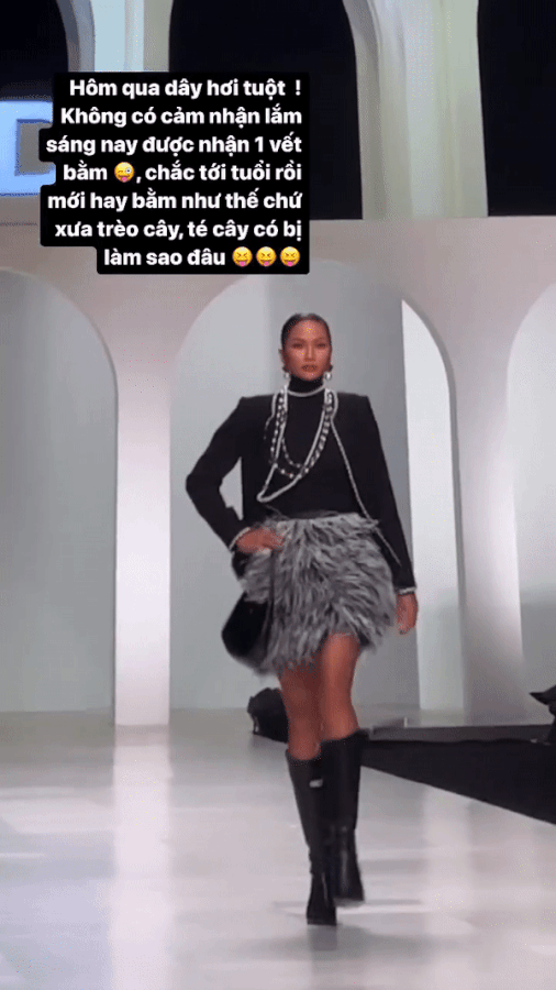 HHen Niê bị thương vì giày tuột dây, phải dỗ bạn diễn khi catwalk-1