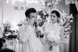 Chồng Lê Âu Ngân Anh khóc trong đám cưới ở Bình Định