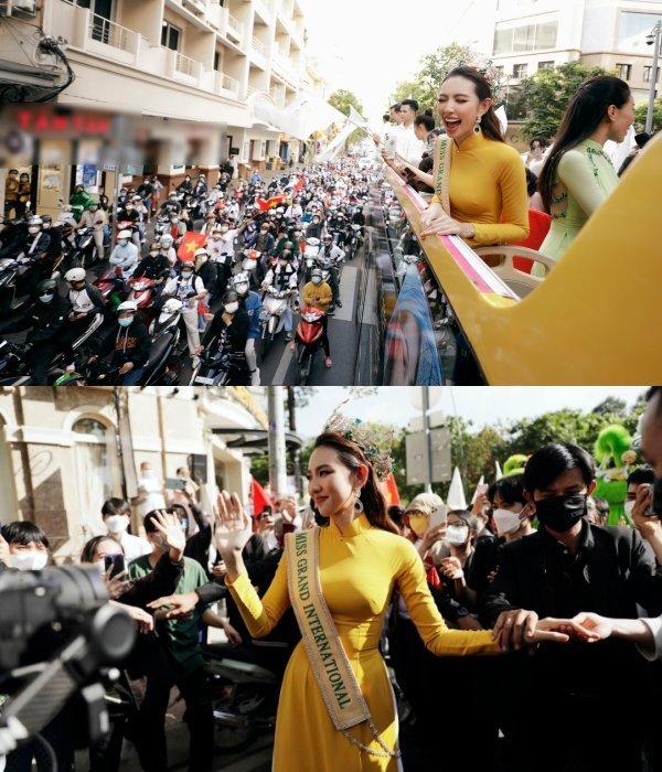 Hoa hậu Việt Nam 2022 Thanh Thủy mặc áo dài đỏ rực homecoming-8