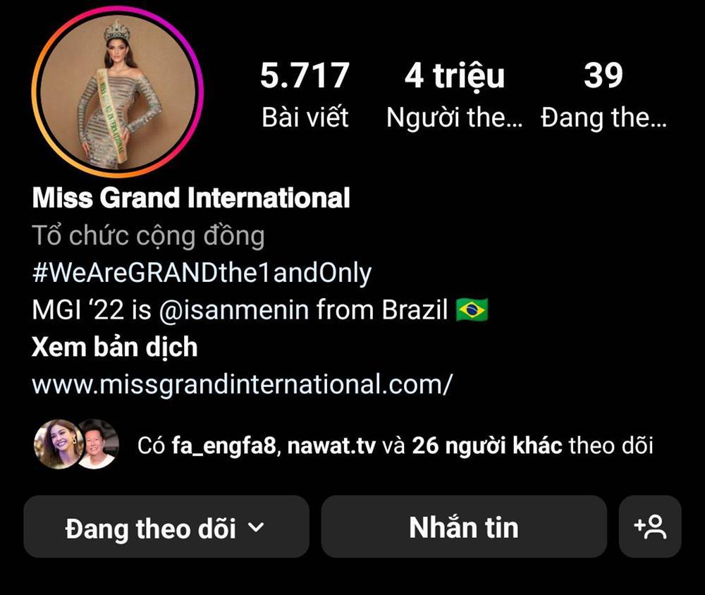 Miss Grand chỉ còn 4 triệu người theo dõi sau ồn ào Chủ tịch-1