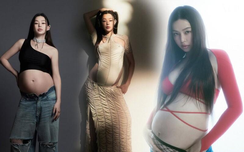 Vợ Bùi Tiến Dũng và loạt sao Việt mặc croptop khoe bụng bầu tròn xoe-10