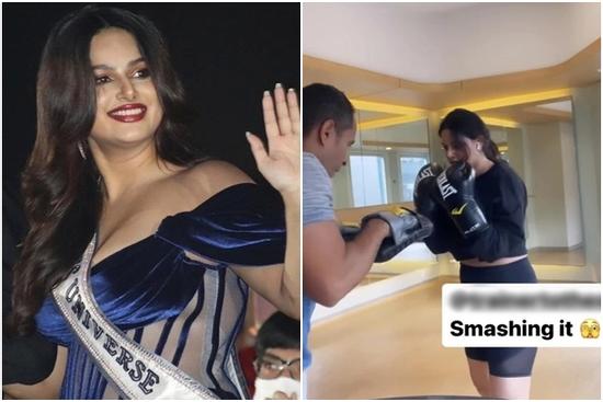 Miss Universe 2021 độ body bằng gym sau thời gian phát tướng