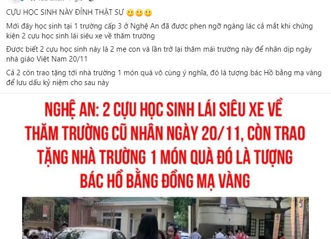 Lác mắt 2 cựu học sinh lái siêu xe về thăm trường cũ ngày 20/11-1