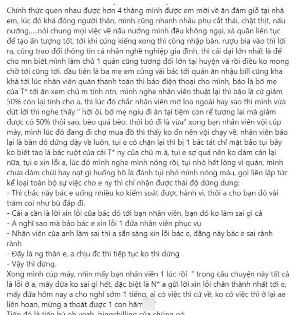 Con rể tương lai là chủ nhà hàng, bố cô gái rủ họ hàng ăn miễn phí-1