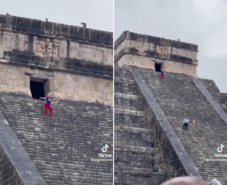 Nữ du khách bị phản ứng dữ dội vì nhảy múa lố lăng trên kim tự tháp-1