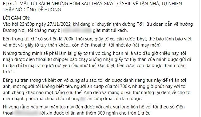 Giật túi xách, lấy tiền xong cướp gửi giấy tờ về tận nhà trả người mất-1
