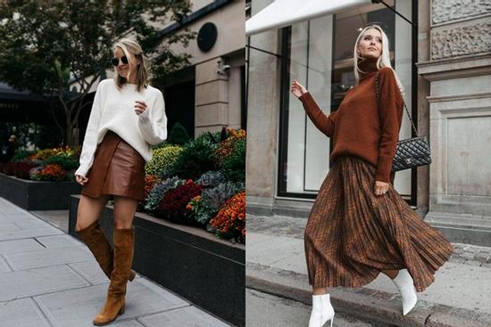 Lên đồ sang chảnh với chân váy nâu giúp nàng 'thăng hạng' style mùa đông