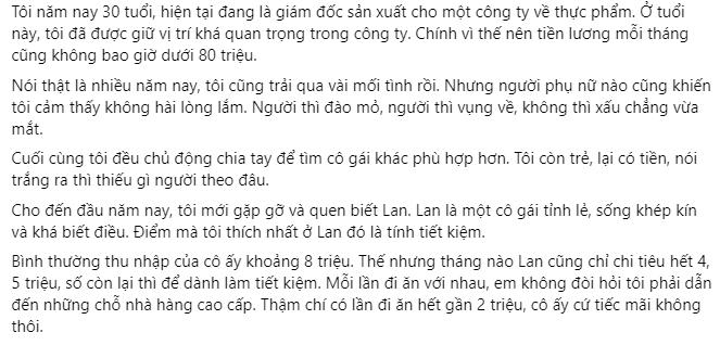 Lương gấp 10 lần vợ, chồng lăn tăn sợ đưa vợ giữ tiền thì thiệt thân-1