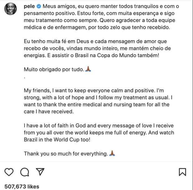 Bị đồn chuyển đến khu chăm sóc cuối đời, vua bóng đá Pele nói gì?-1