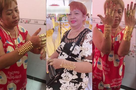 Xôn xao người phụ nữ vàng dát kín người đi dự đám cưới