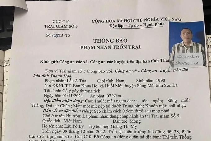 Truy tìm phạm nhân trốn trại ở Thanh Hóa-1