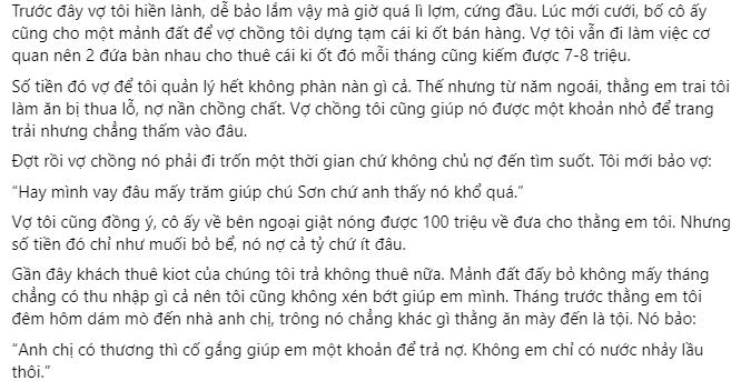 Bỏ vợ vì không chịu cho em chồng vay 500 triệu trả nợ-1