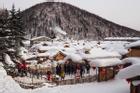 Khung cảnh mùa đông của ngôi làng tuyết ở Trung Quốc