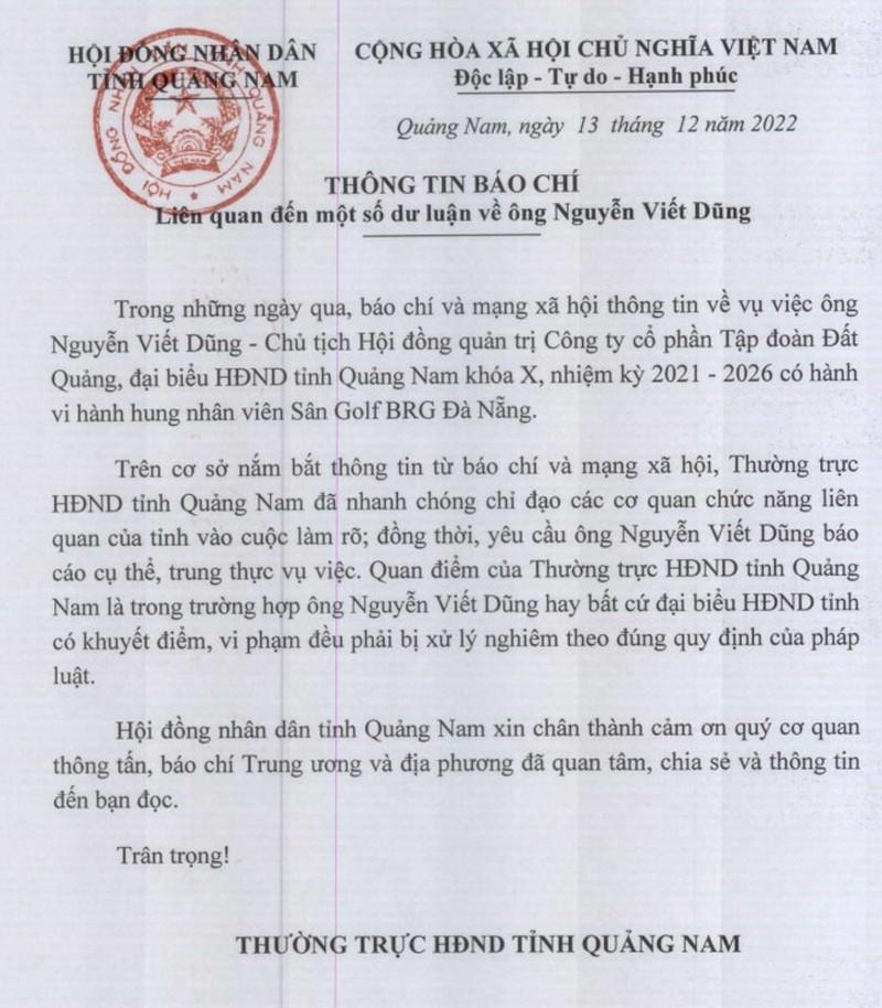 Tỉnh Quảng Nam nói về Đại biểu HĐND đánh caddie gãy gậy golf-2