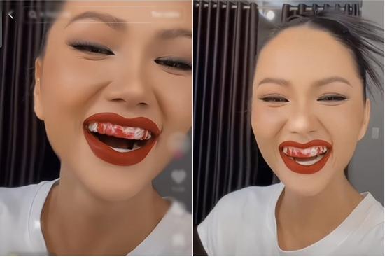 H'Hen Niê gây hết hồn khi để lộ hàm răng đỏ au 'be bét'