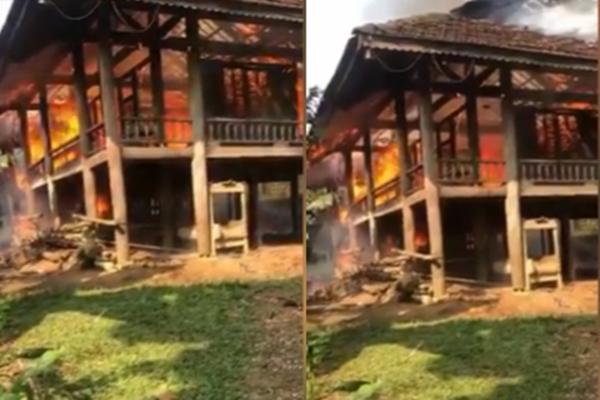 Clip: Đốt lửa sưởi ấm cho trâu, hoá tro luôn căn nhà sàn-1