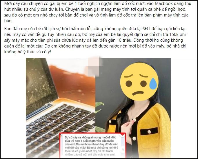 Con đổ nước hỏng laptop người lạ, bố mẹ càng nói càng phẫn nộ-1