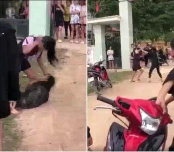 Clip: Nữ sinh bị bạn đấm đá dã man, lôi cổ nhấn xuống bùn-1