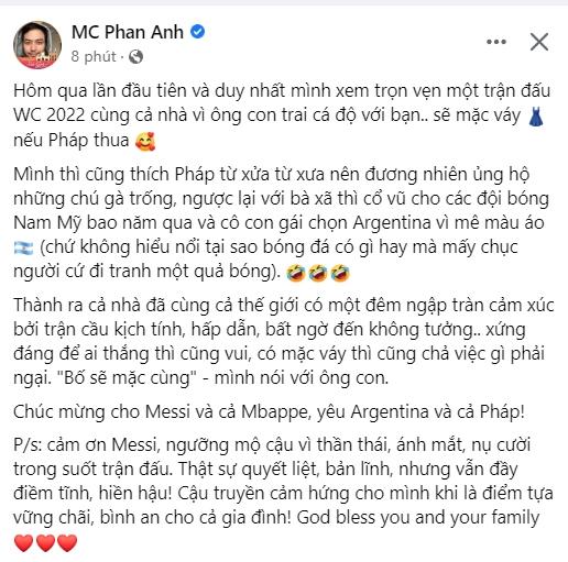 Phan Anh chấp nhận mặc váy khi Argentina vô địch World Cup-2