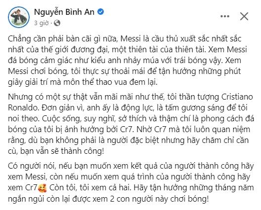 Bình An gây tranh cãi khi luận bàn Messi và Ronaldo-3